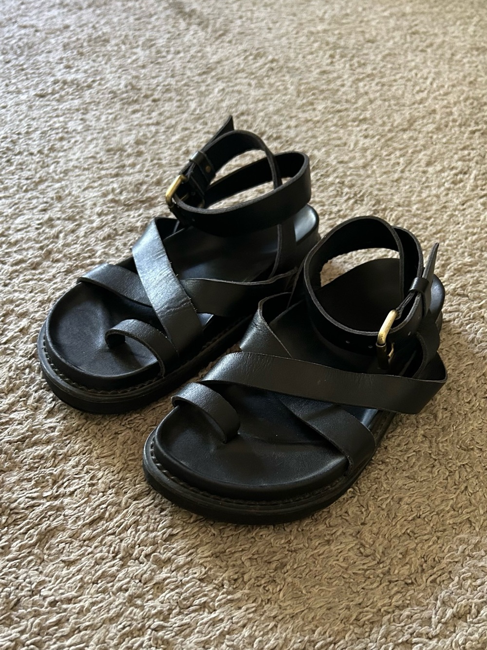 Women’s Black Leather Sandals - Liberté Size 7